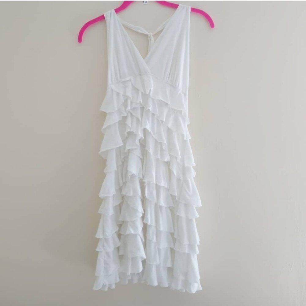Express White Ruffle Halter Bodycon Dress